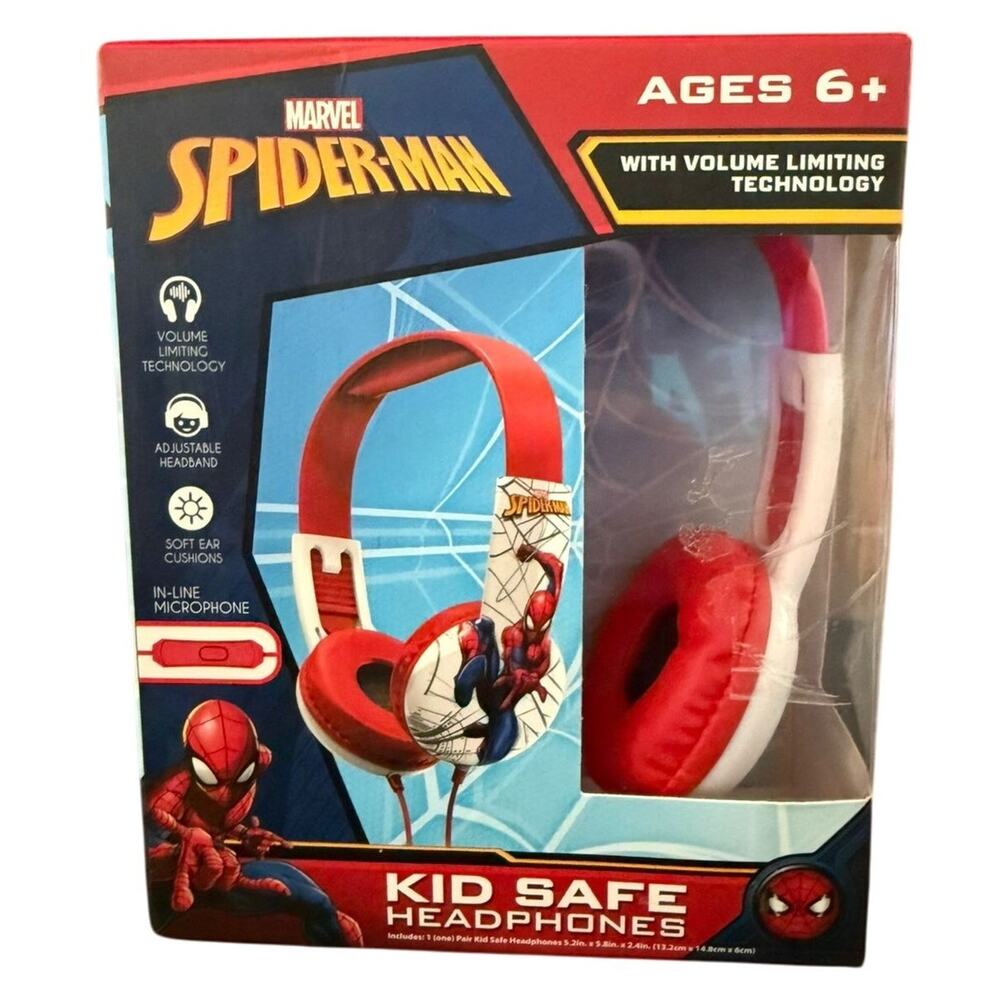 Marvel Spider-Man Kid Safe Headphones with Volume Limiting Technology New in Box